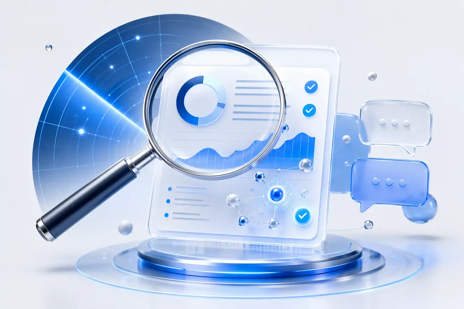 AI visibility audit: a magnifying glass over a brand citation report