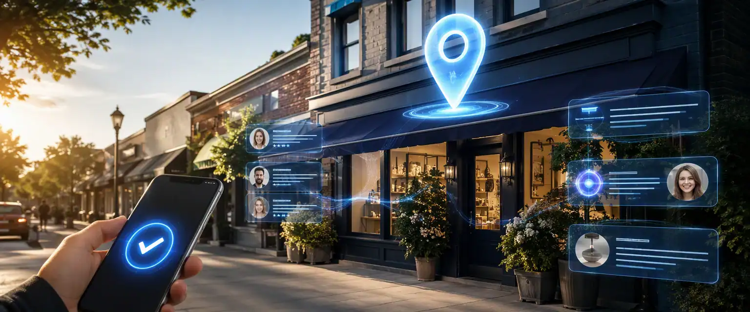 Local AI SEO: a neighborhood storefront recommended by AI assistants and map search